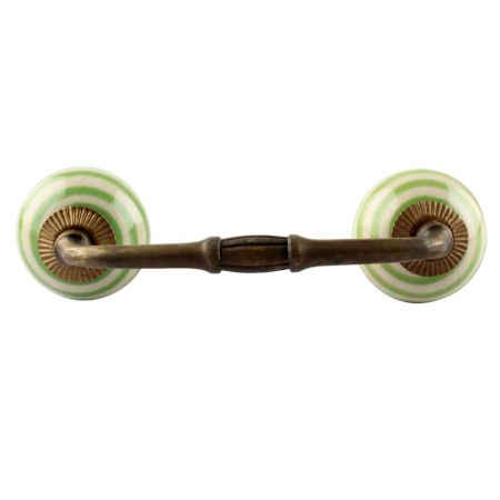 Pea Green Striped Ceramic Bridge Handles